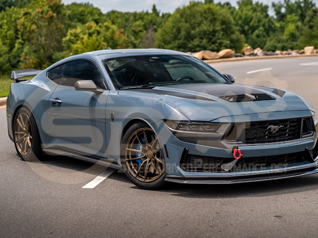 2024-Up Ford Mustang S650 | Dark Horse Factory Style CARBON FIBER Front Bumper Lip Splitter Ground Effects